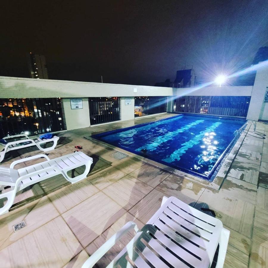Flat Completo Novo a 400m da praia com piscina São Vicente Exterior foto